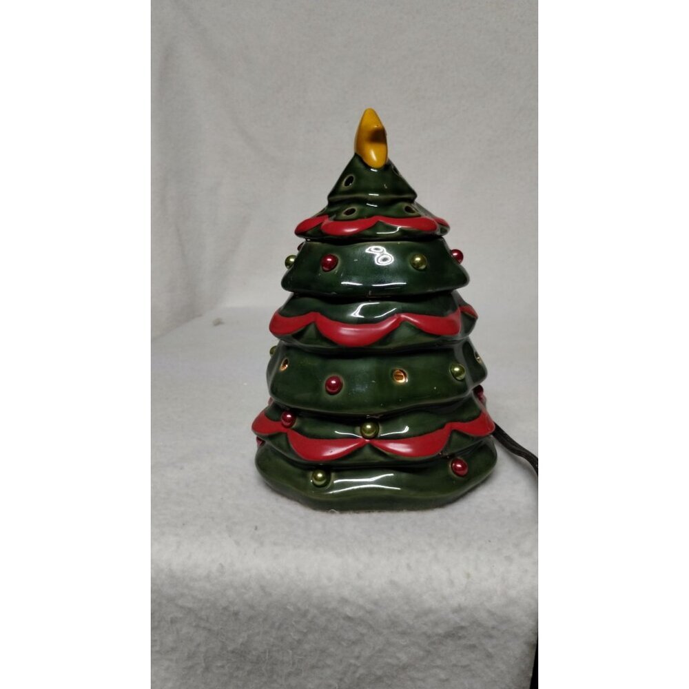 Ceramic Scentsy Christmas Tree Premium‎ Warmer With Star Topper & Colorful Bulbs